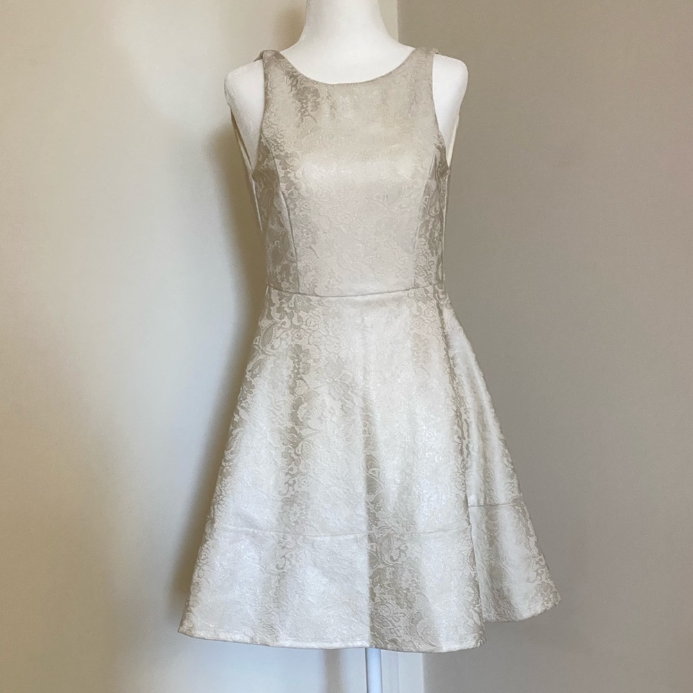 Forever New White Jaquard Fit & Flare Dress